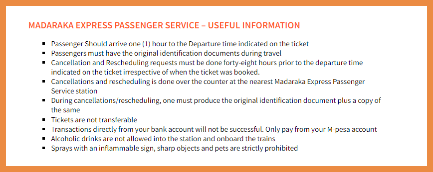 Useful Information on SGR trains